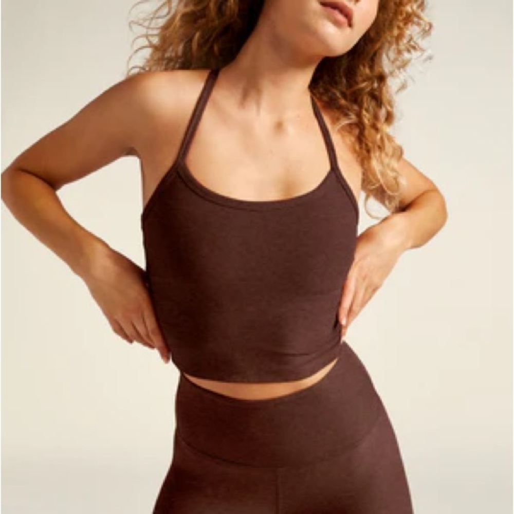 Beyond Yoga Slim Racerback - Chocolate Heather